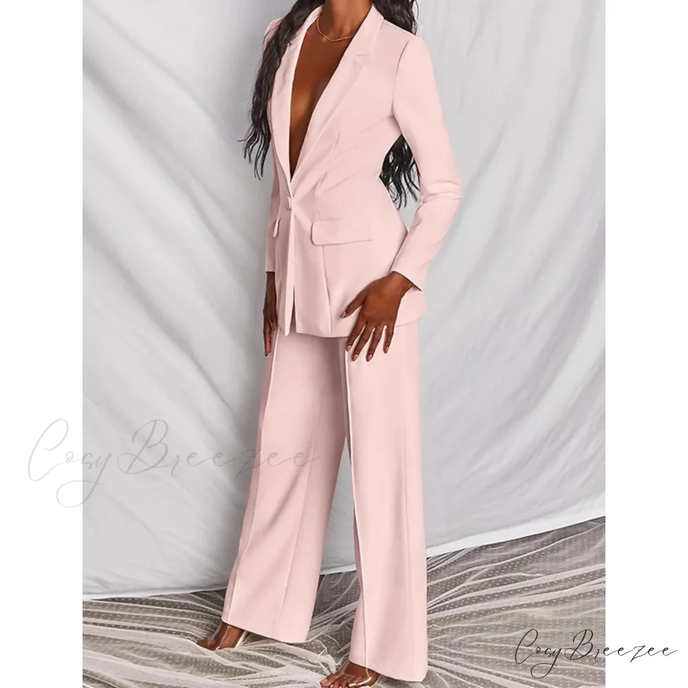 Women’s Regular Pocket Coat Formal Fashion Suit