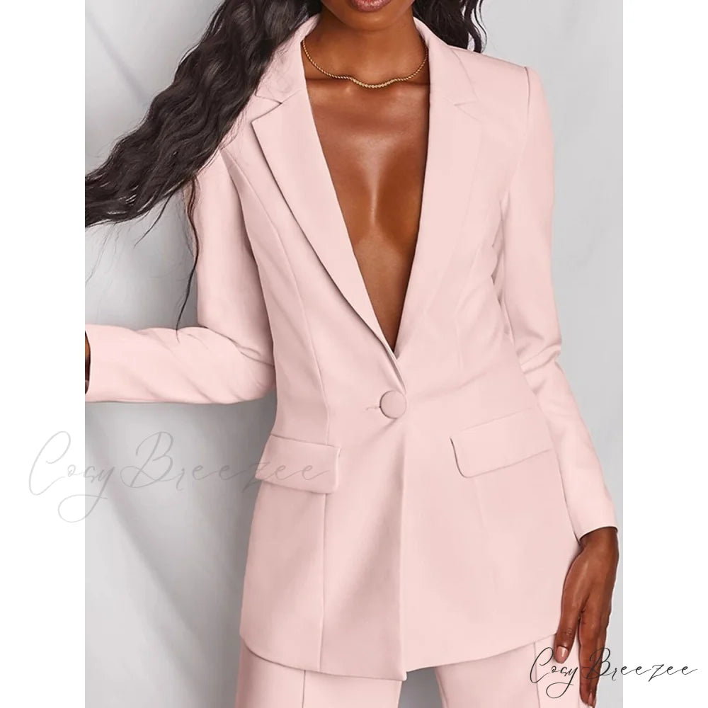 Women’s Regular Pocket Coat Formal Fashion Suit