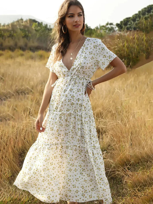 Women’s Ruffle Floral Bohemian Dress for Vacation