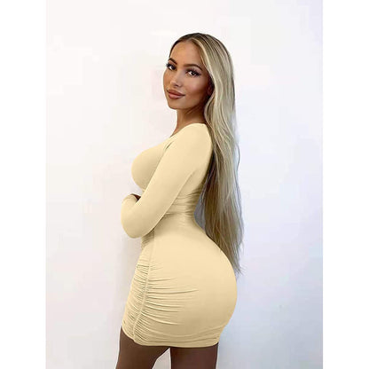 Sexy Bodycon Deep V Neck Long Sleeve Cut Out Club Mini Dress for Women