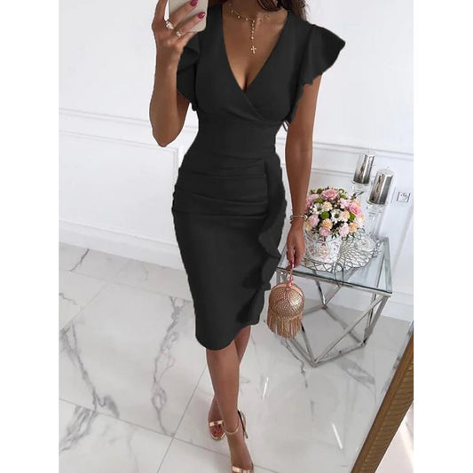 V-Neck Knee Length Dress for Women