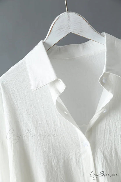 Women’s Spring/Autumn Arm - Fit Blouse Loose Casual Gown with Long Buttons