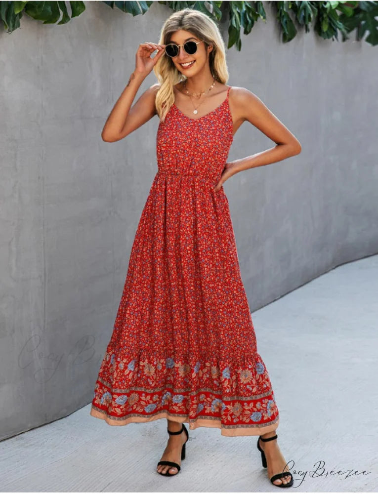Women’s Summer V-Neck Holiday Beach Dress S / GREEN
