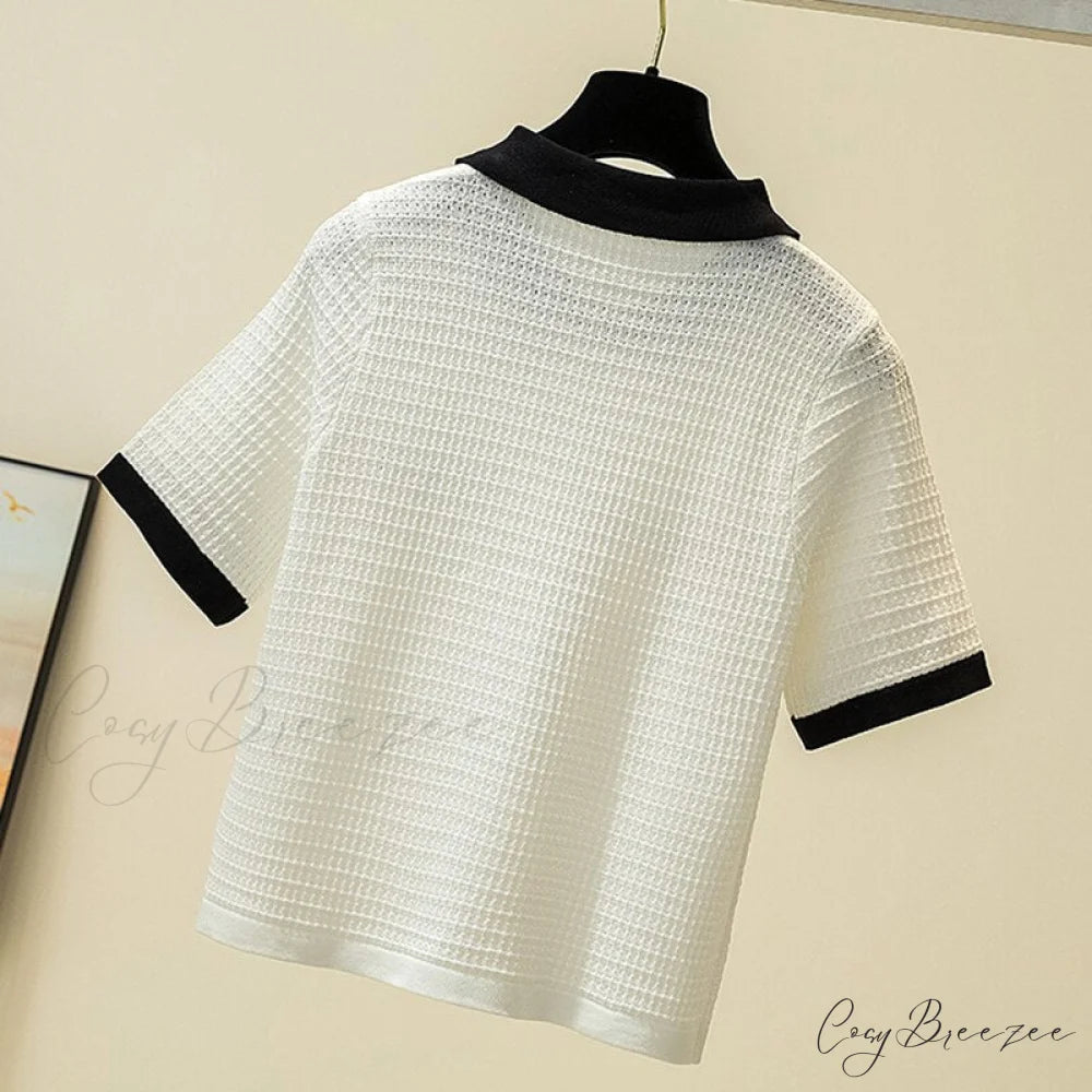Women’s Tops Button Knitted Brief Warm-Season Arm Blouse Cardigan Tee Femme