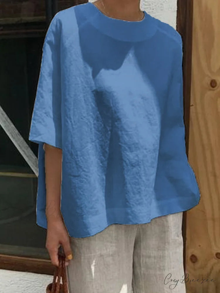 Women’s Tunic Blouse Casual Shirt Blue / S