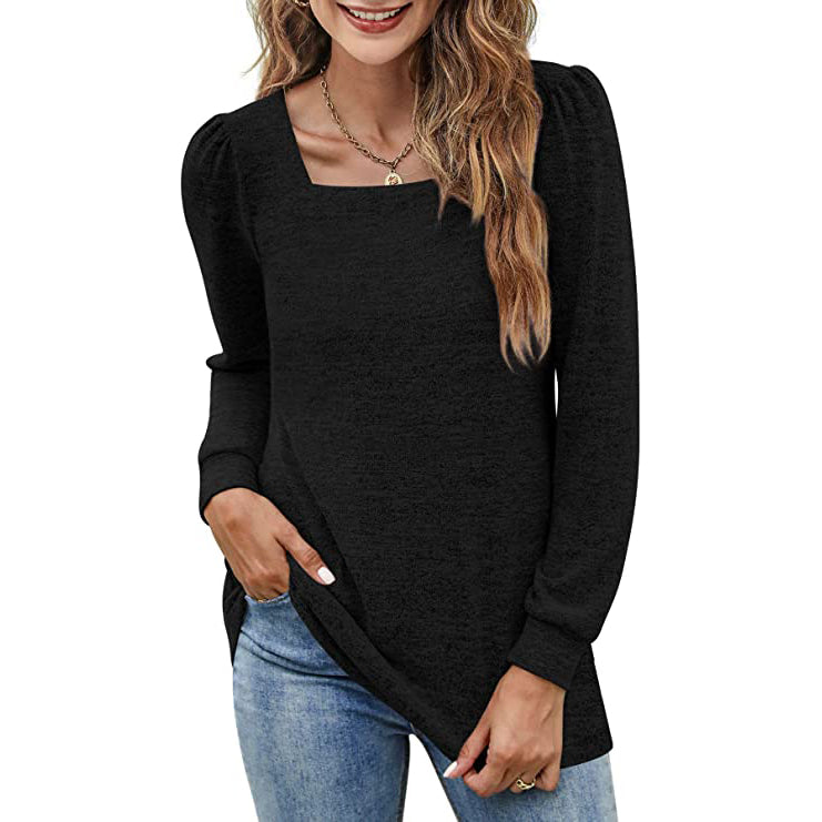 Tunic Neck Puff Women's Boxy Arm Top