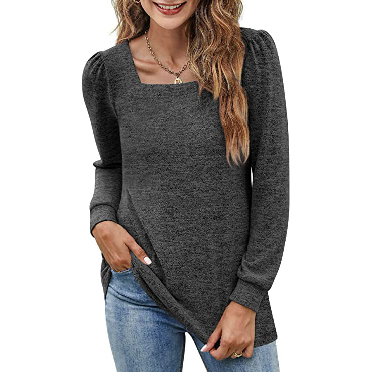 Tunic Neck Puff Women's Boxy Arm Top