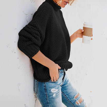 Tops Arm Oversized Knitted Sweater Batwing for Turtleneck Pullover Women