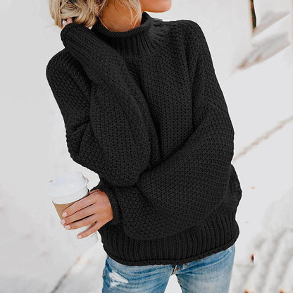 Tops Arm Oversized Knitted Sweater Batwing for Turtleneck Pullover Women