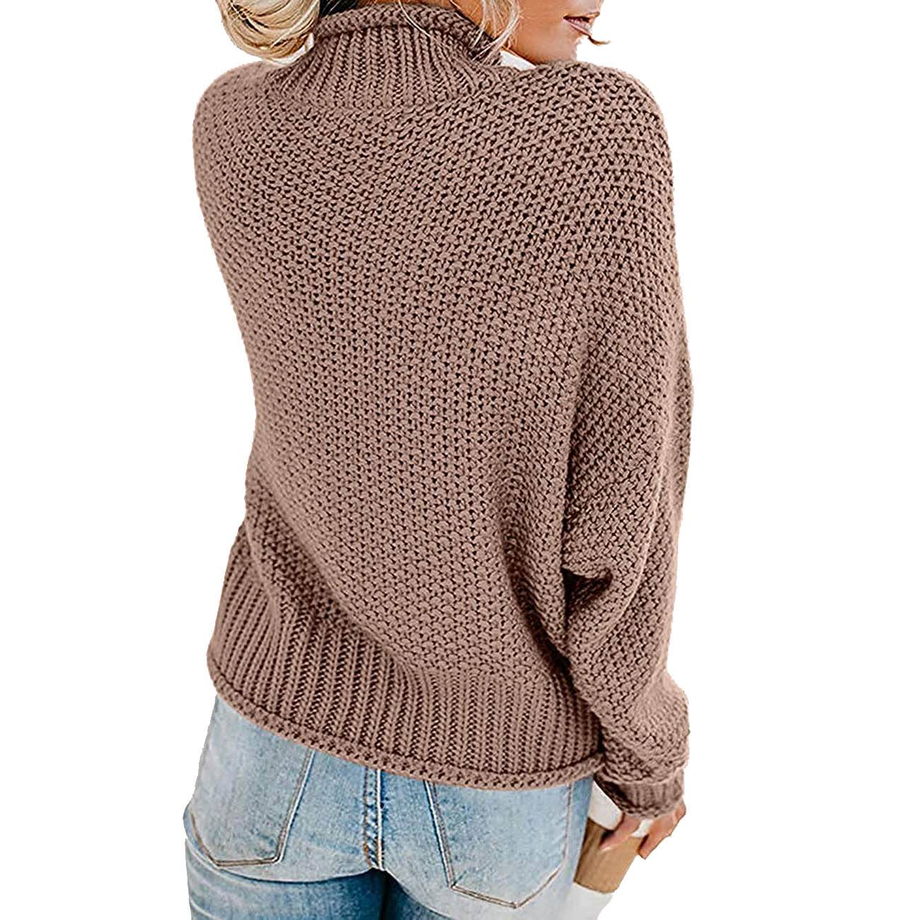 Tops Arm Oversized Knitted Sweater Batwing for Turtleneck Pullover Women