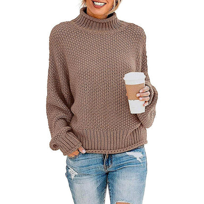 Tops Arm Oversized Knitted Sweater Batwing for Turtleneck Pullover Women