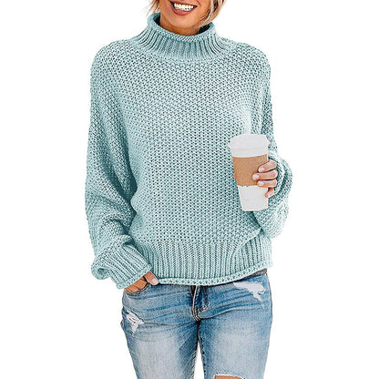 Tops Arm Oversized Knitted Sweater Batwing for Turtleneck Pullover Women