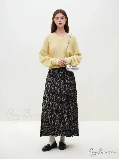 Wool Alpaca V-neck Drop Sleeve Sweater swraters-241228