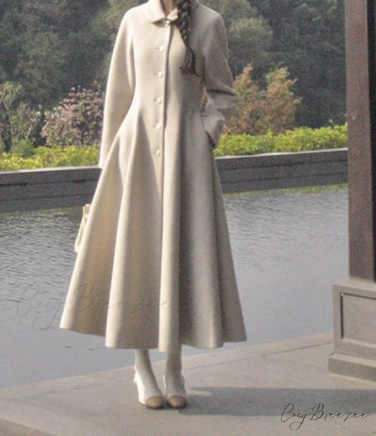 Wool Blends Luxury Chic Skirted Coat Off-white / S overcoats-241228