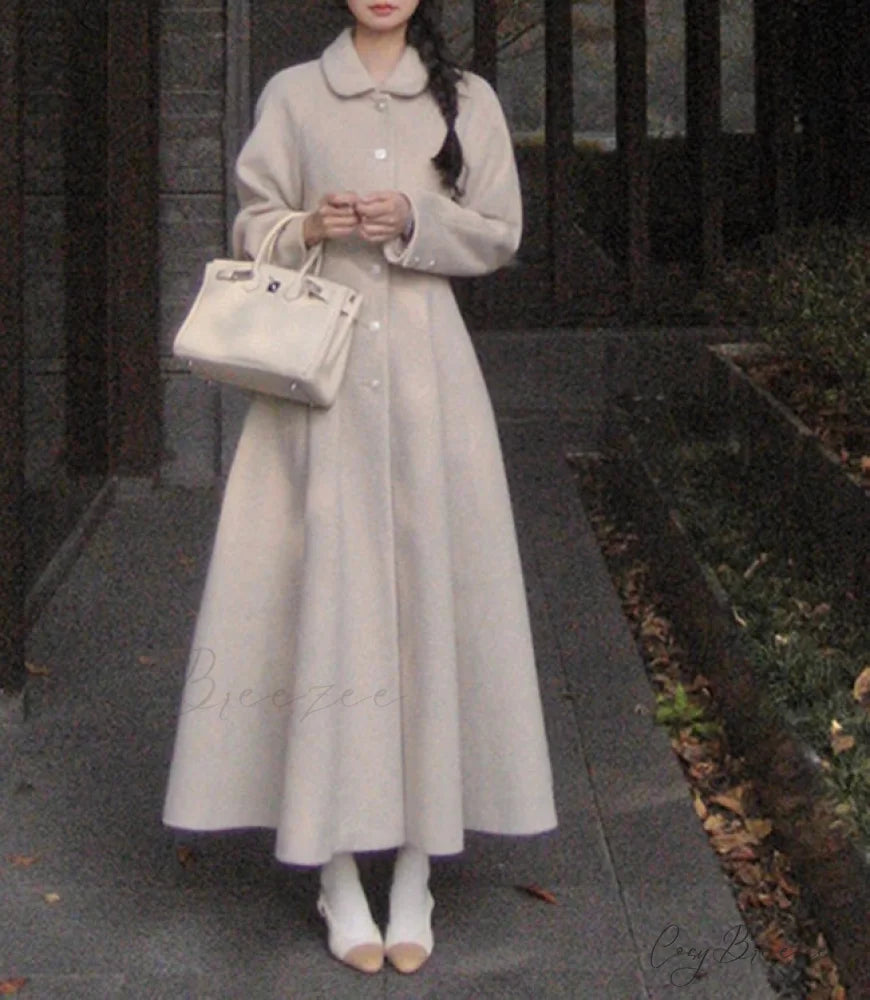 Wool Blends Luxury Chic Skirted Coat overcoats-241228