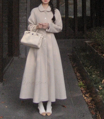 Wool Blends Luxury Chic Skirted Coat overcoats-241228