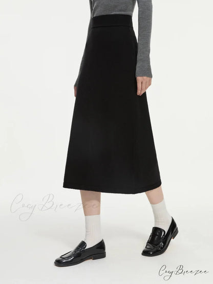 Wool Gray Turtleneck Sweater Skirt Sweater Black Skirt / XS swraters-241228
