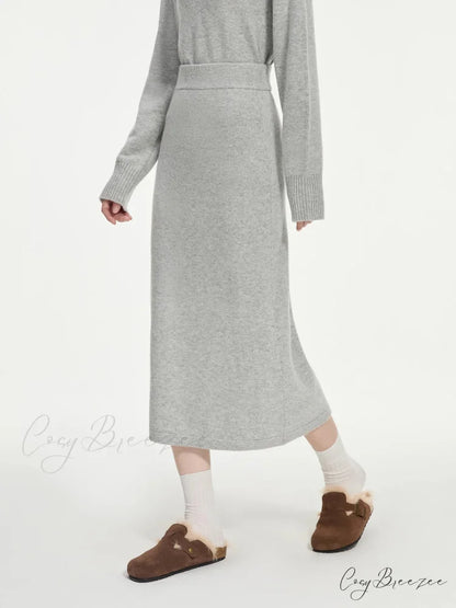 Wool Gray Turtleneck Sweater Skirt Sweater Gray Skirt / XS swraters-241228
