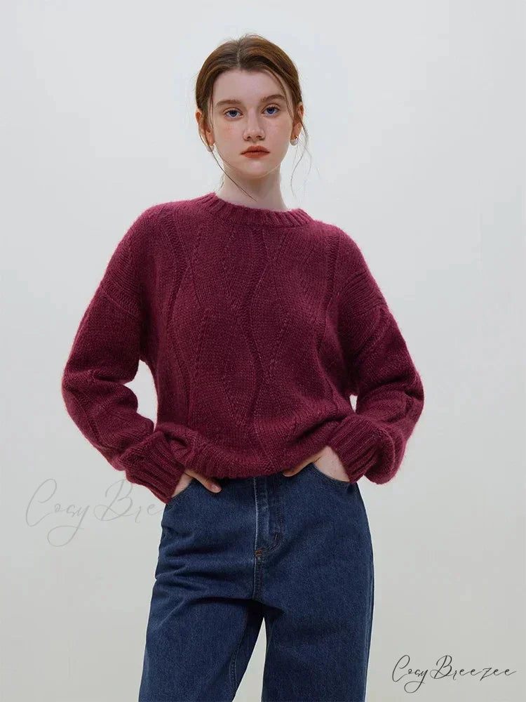 Wool Mohair Hollow Out Drop Sleeve Sweater swraters-241228