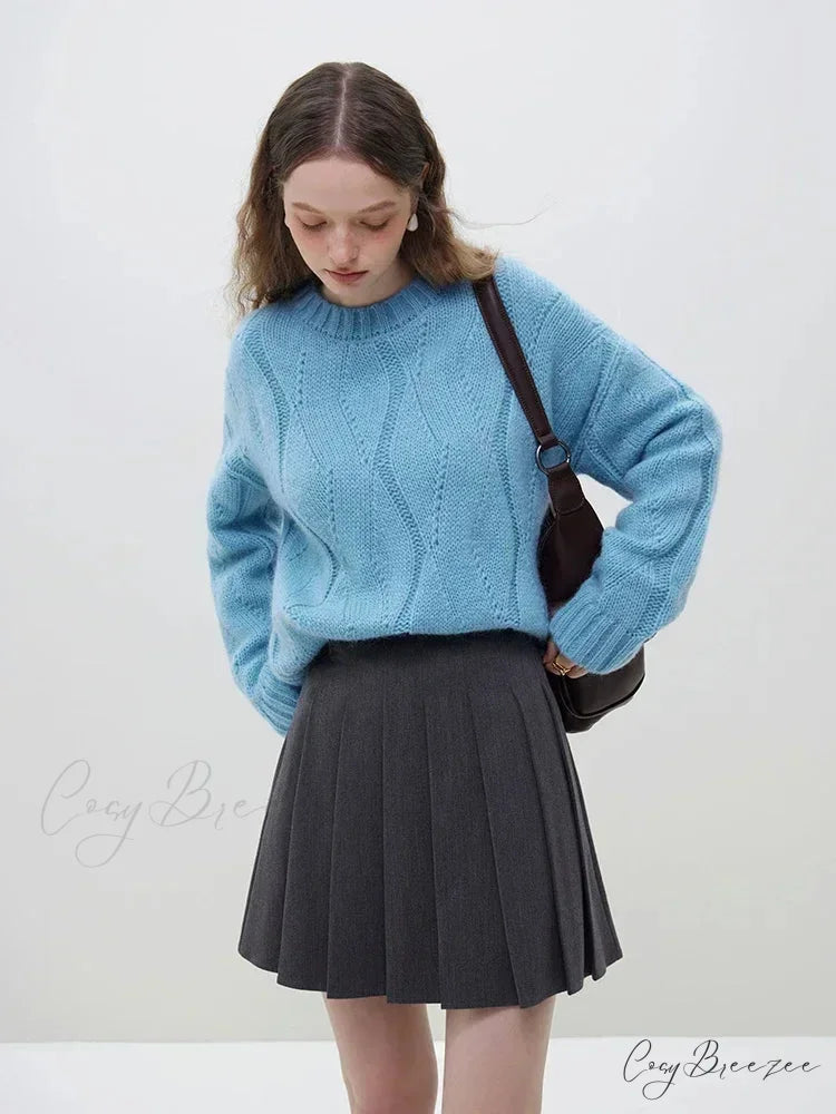 Wool Mohair Hollow Out Drop Sleeve Sweater swraters-241228