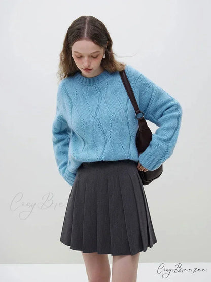 Wool Mohair Hollow Out Drop Sleeve Sweater swraters-241228