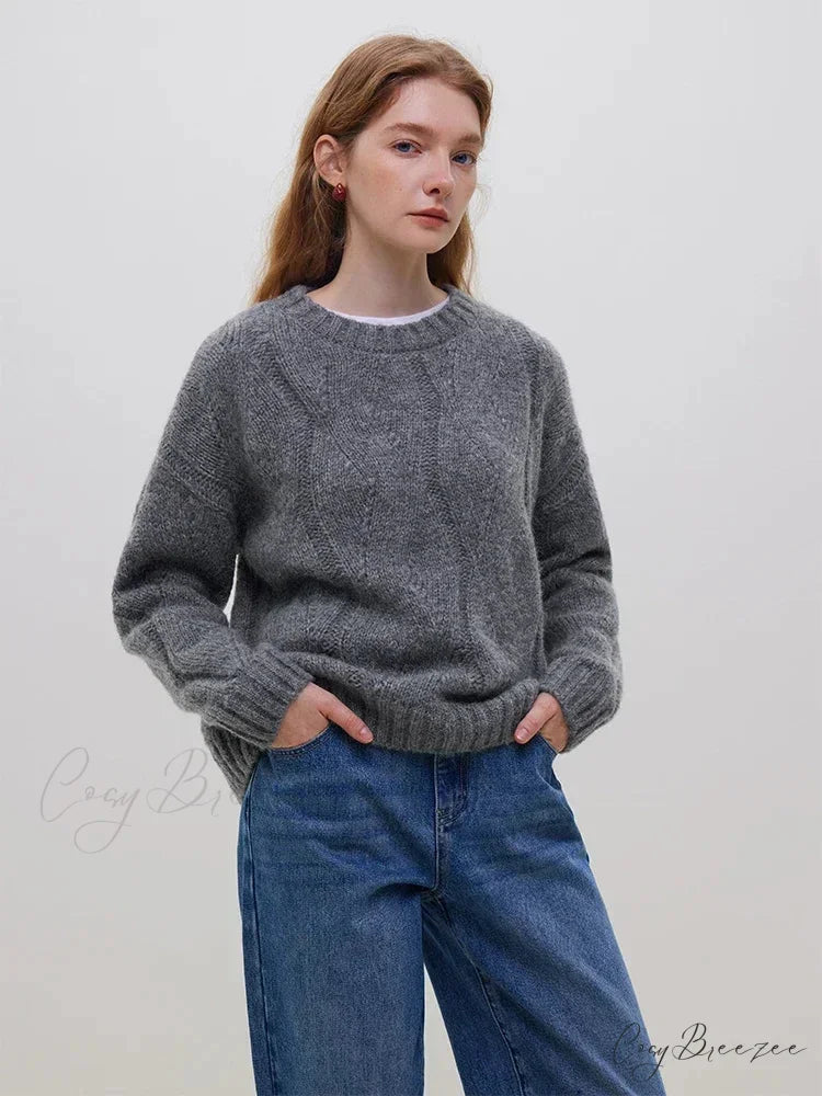 Wool Mohair Hollow Out Drop Sleeve Sweater swraters-241228