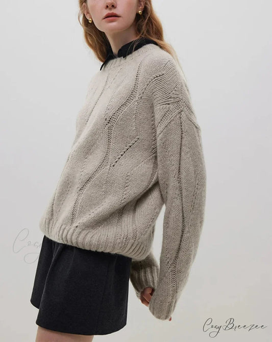 Wool Mohair Hollow Out Drop Sleeve Sweater swraters-241228