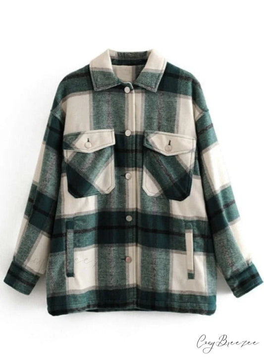 WOOL PLAID SHIRT Green / M