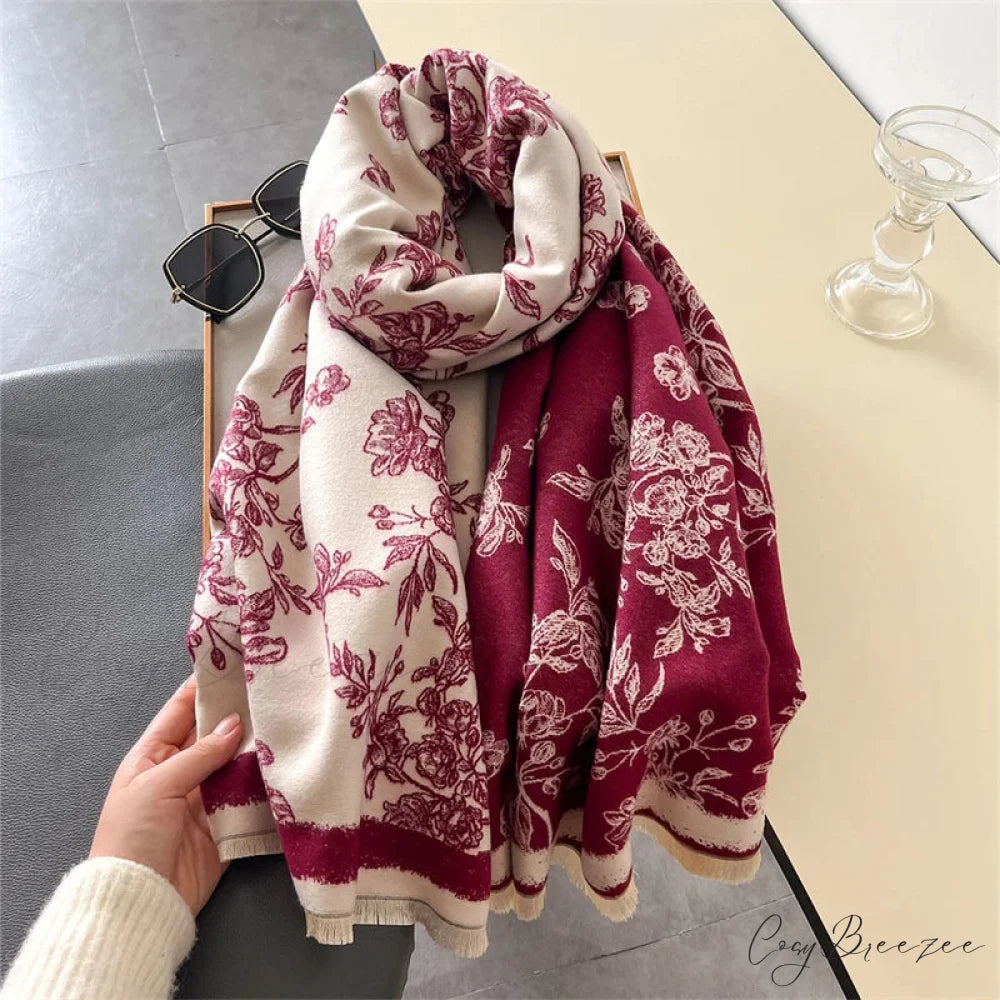 Wool Tartan Plaid Cashmere Scarf red 2 scarf-241228