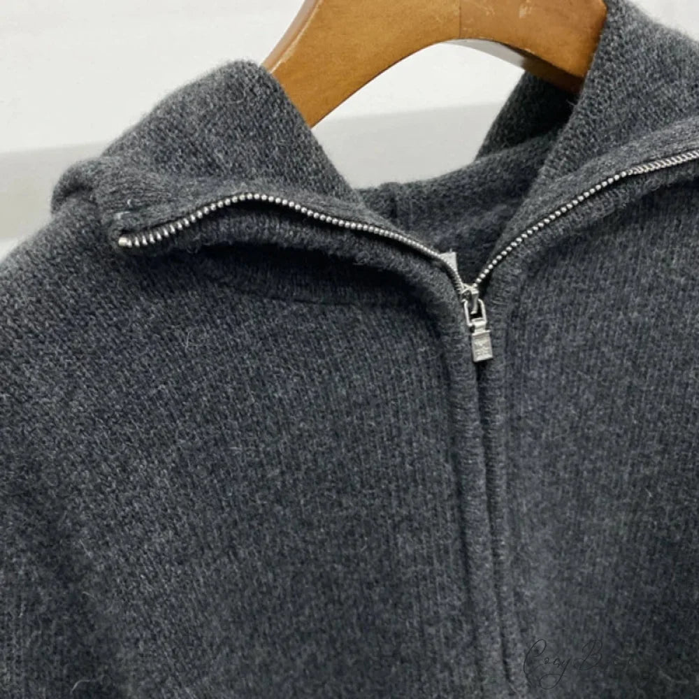 Woolen Cozy Casual Solid Warm Long Sleeve Autumnal Stylish Sweater Dark Grey / S
