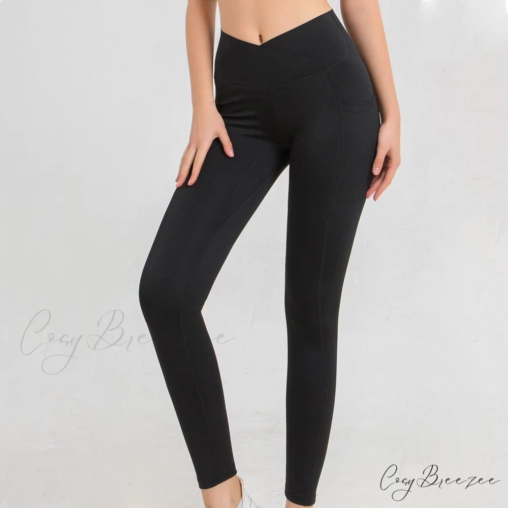 Workout Yoga Pants Sport Running Tights Black / S