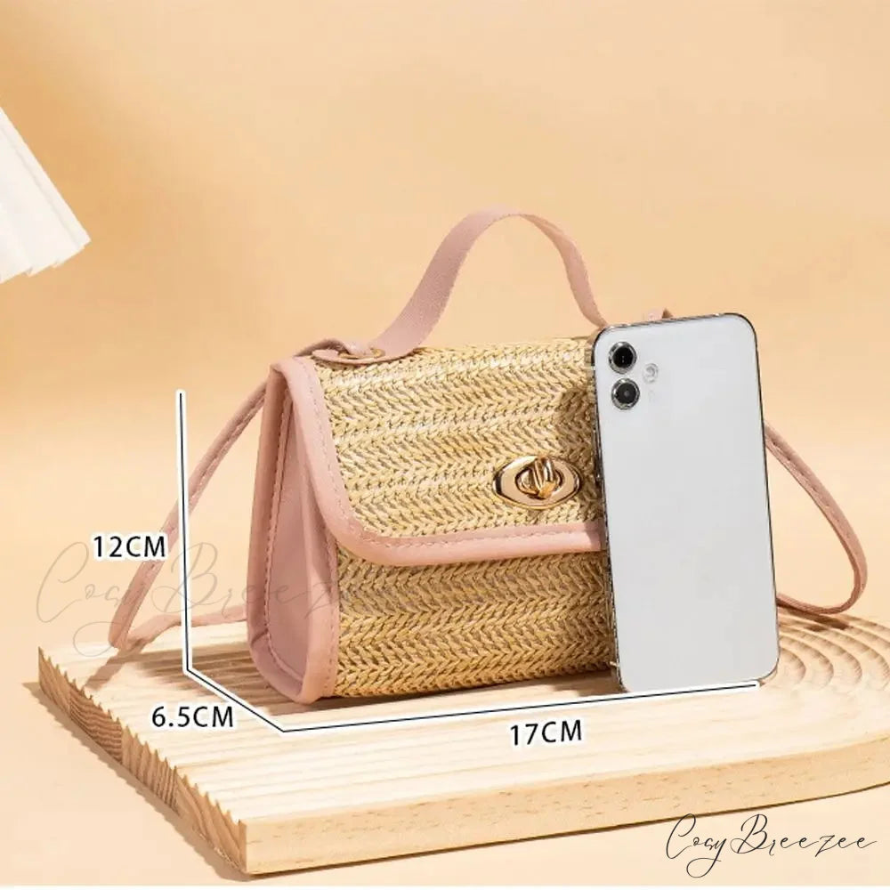 Woven Messenger Straw Travel Tote Handbag handbag-250126