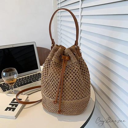 Woven Straw Crossbody Beach Travel Handbag khaki / 28x14x30cm handbag-250126