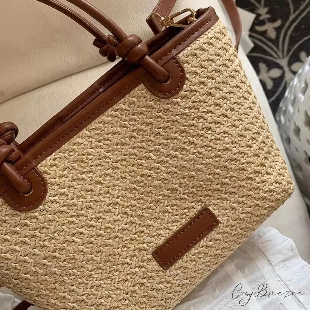 Woven Straw Summer Crossbody Bag Brown crossbody-250126