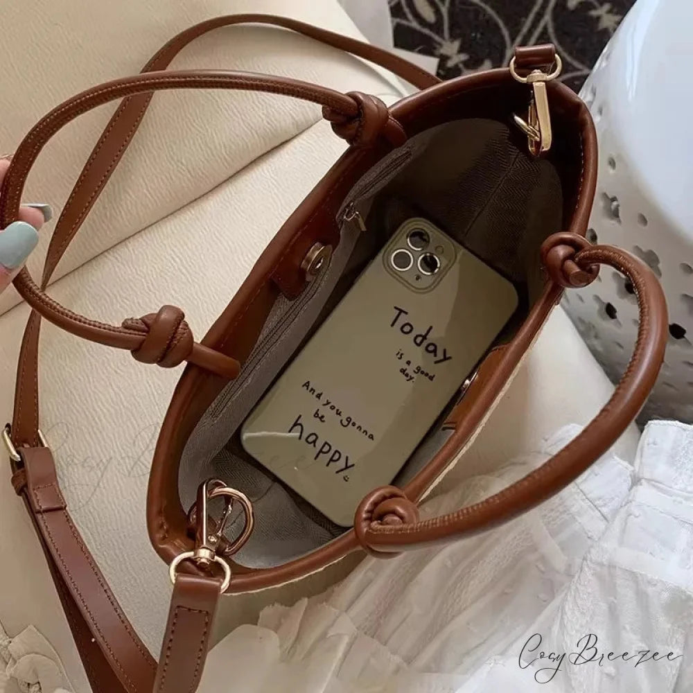 Woven Straw Summer Crossbody Bag Brown crossbody-250126