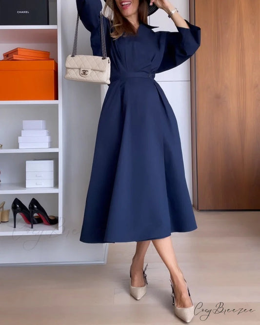 Wrap dress in solid color Navy Blue / S
