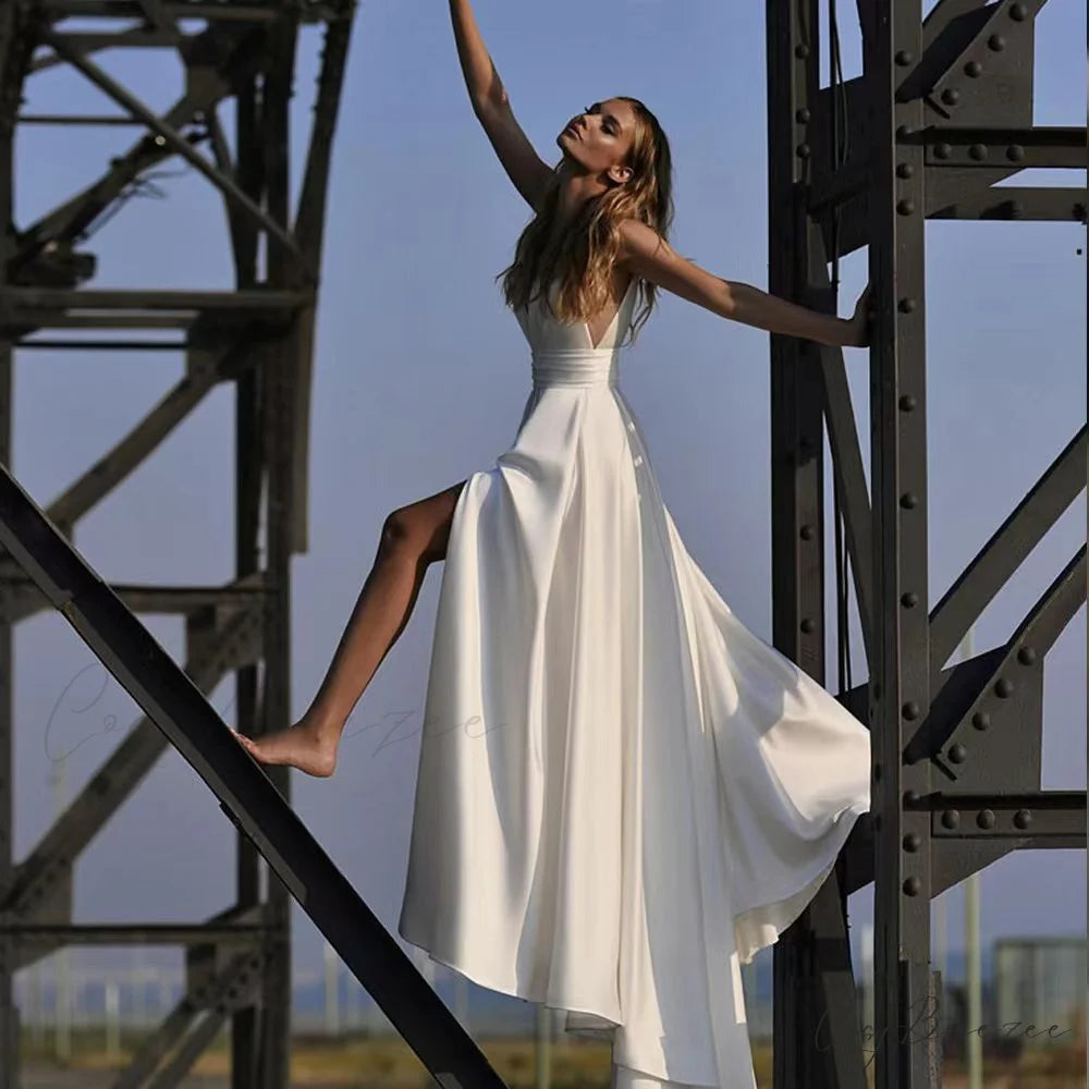 X-Neck Sleeveless Wedding Dress weddingdress-250223