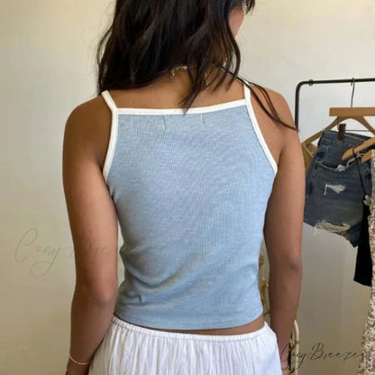 Y2K Aesthetic Slim Fit Sweet Vest Fairy Bow Embroidery Sleeveless O Neck Crop Top croptop-250126