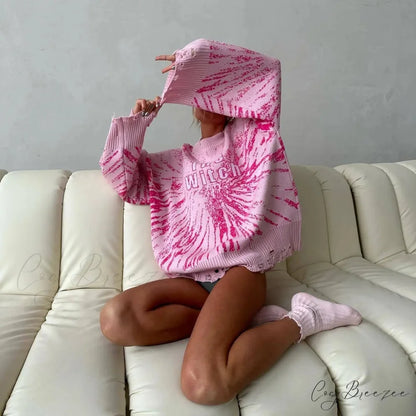 Y2K Baggy Ripped Knit Sweater swraters-241228