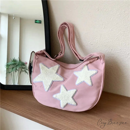 Y2K Canvas Messenger Crossbody Shoulder Bag Pink shoulder-250126