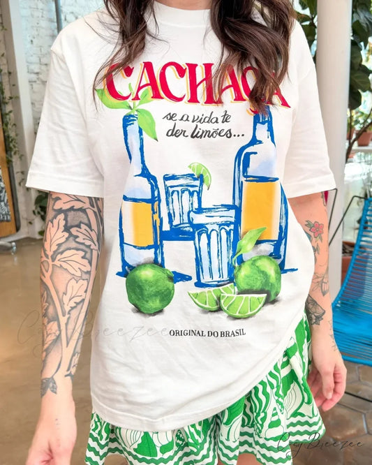 Y2K Casual Wine Bottle Graphic T-shirt white1 / S t-shirt-250223