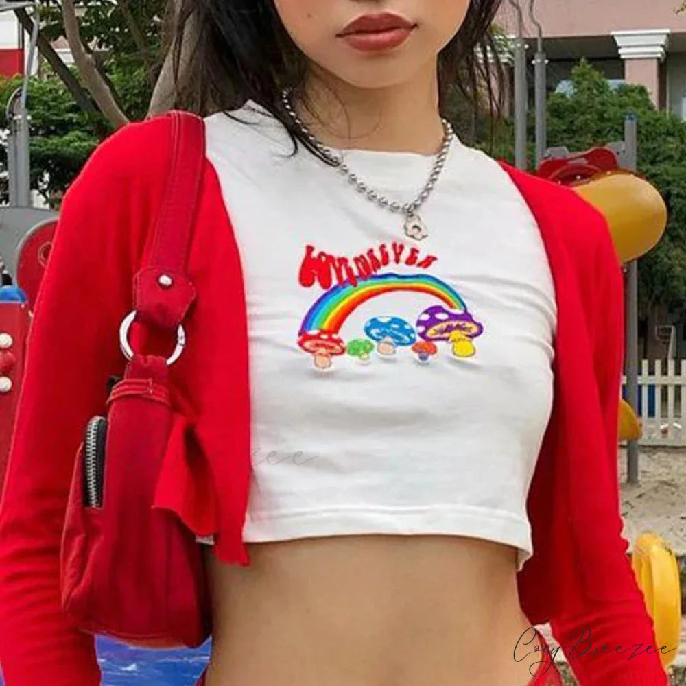 Y2K Dark Harajuku Baby Tee white10 / S t-shirt-250223