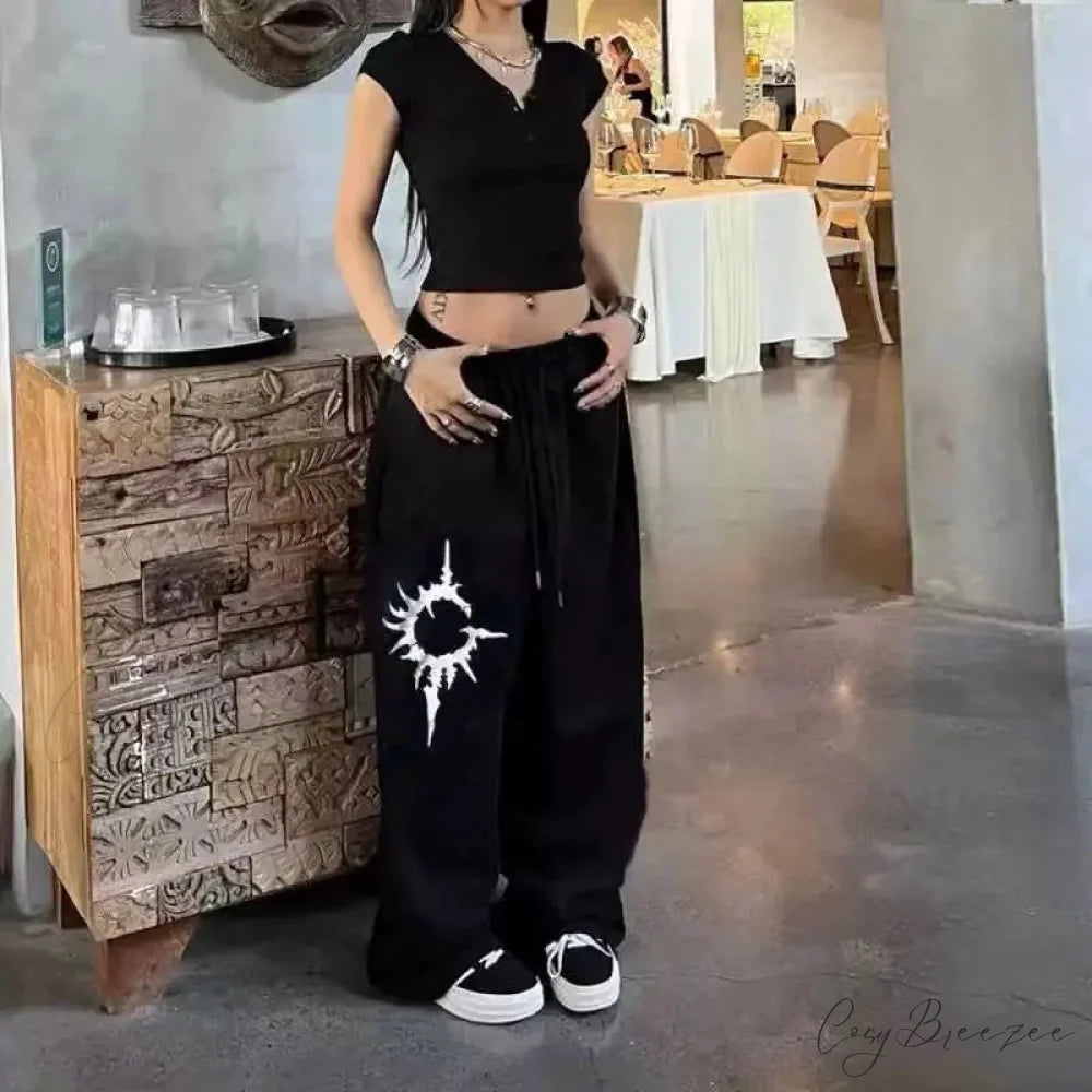Y2K Gothic Baggy Pants Black / S pants-241228