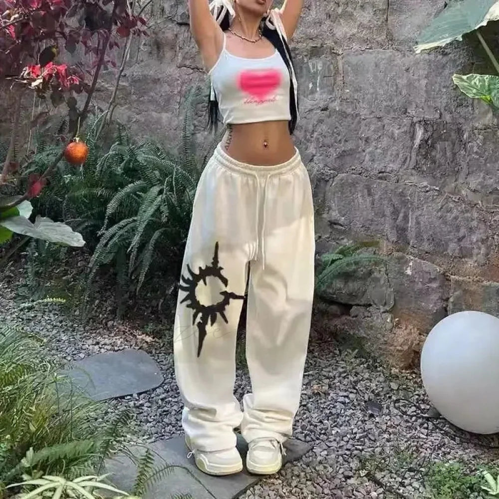 Y2K Gothic Baggy Pants White / S pants-241228