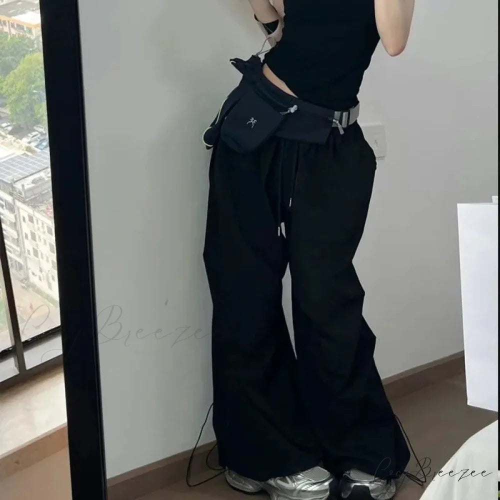 Y2K Grey Parachute Baggy Pants pants-241228