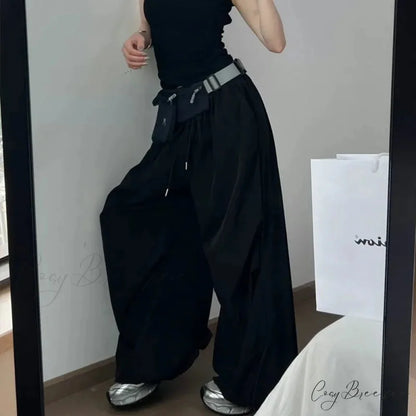 Y2K Grey Parachute Baggy Pants Black / S pants-241228