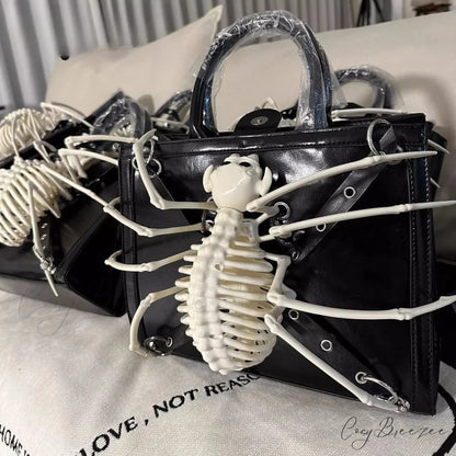Y2K Harajuku Punk Advanced Design Rivet Gothic One Shoulder Steampunk Bag Black