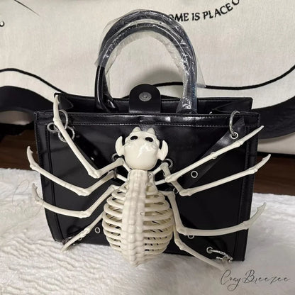 Y2K Harajuku Punk Advanced Design Rivet Gothic One Shoulder Steampunk Bag Black