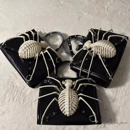 Y2K Harajuku Punk Advanced Design Rivet Gothic One Shoulder Steampunk Bag Black
