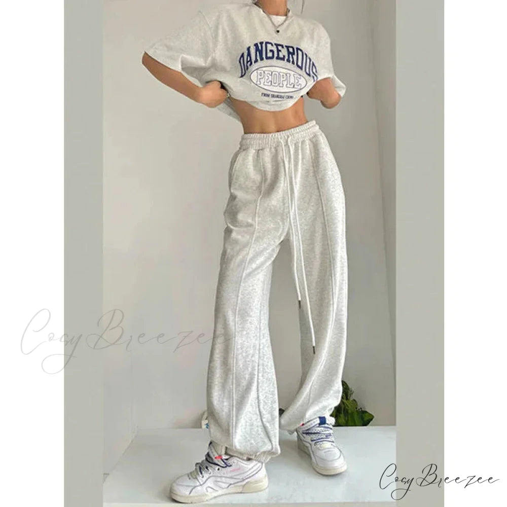 Y2K Harajuku Wide Leg Sweatpants Pants Gray / S pants-241228